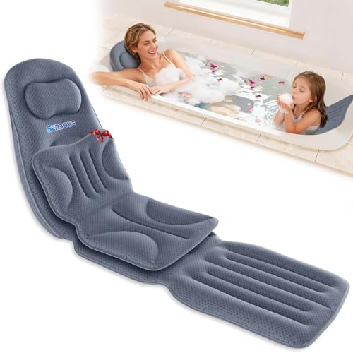 Luxury Bathtub Pillow Full Body 6D Air Mesh,Extra Long Bath Pillow for Tub Non Slip,Soft Relax Tub Pillow for Bath Head Neck Back Waist Support,Large Thick Spa Bathtub Cushion