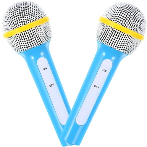 ibasenice 2 pièces Microphone Simulé Léger et Sûr pour Garçon Fille Accessoire de Jeu de Rôle pour Fête et Performance Bleu Ciel