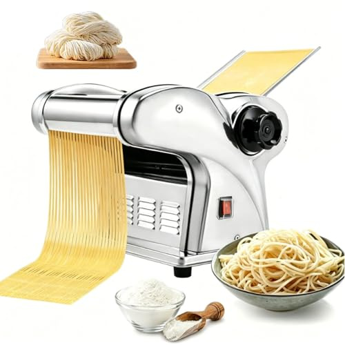 Macchina per Pasta Elettrica 135W In Acciaio Inox Rullo e Sfogliatrice Automatica per Impasto, 6 Impostazioni di Spessore per Spaghetti, Fettuccine