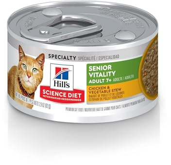 Hill's Science Diet Adult 7+ Senior Vitality Wet Cat Food, Chicken & Vegetable Stew, 2.9 oz. Cans, 24-Pack