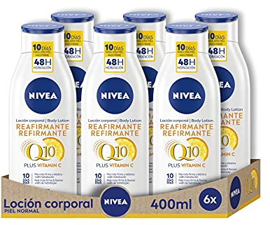 NIVEA Q10 Plus Vitamina C Loción corporal Reafirmante (6 x 400 ml), para piel normal, crema hidratante para una piel elastica en 10 días