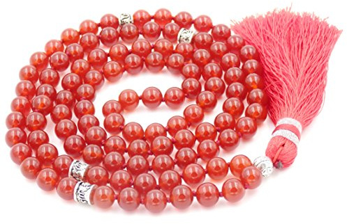 Fukugems 108 mala tibetano collana per donne uomo, mala bracciale buddista, meditazione mala, red carnelian yoga mala