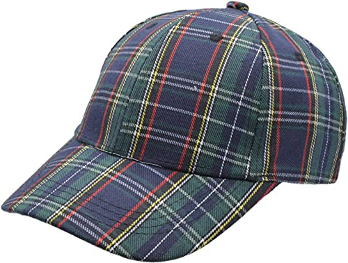 FIDRA Gorra de béisbol de algodón de tartán escocés, azul, Talla única