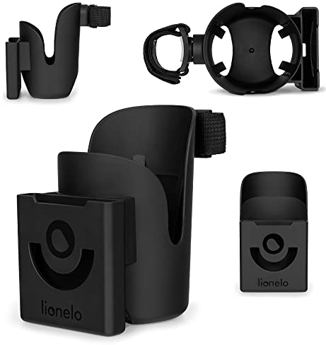 LIONELO Ove 2-in-1 Kinderwagen Getränkehalter, Becherhalter, Flaschenhalter, Zubehör, Smartphone-Halter, 360°, universell – angepasst an die meisten Flaschen und Smartphones, 360° Befestigungssystem