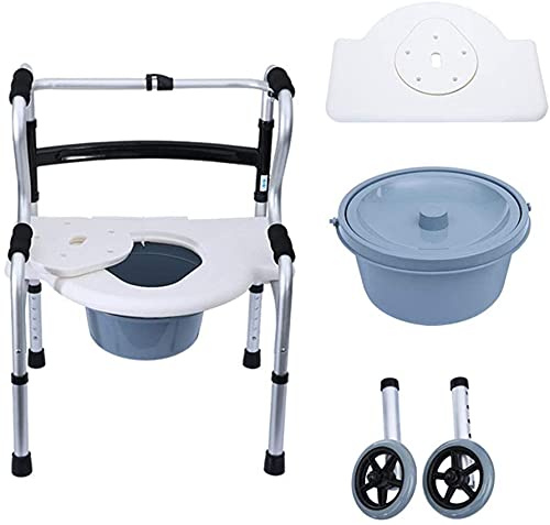 Rollator Walker Seniors Indoor Rollator Shower Commode Chair with Pot for Seniors | Folding Rollator Walker with 2 Wheels - Adjustable Height - Walking Frame Transport Chair with Flip Seat,Mobility Ai