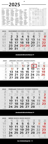 Kombi 4-Monatskalender 2025 Bürokalender großer Wandkalender vier Monate (OFFICE)
