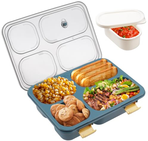 Beeptrum Brotdosen für Kinder mit 4 Fächern,1300ml Bento Box, Lunchbox & Erwachsene mit Unterteilung, Jausenbox Kinder BPA-Frei, Auslaufsicher Brotdose, Perfekt Brotbox für Schule