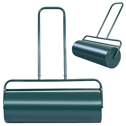 IRONMAX Rodillo para césped, 24 Pulgadas, 13 galones, Rodillo de Acero para Patio con tapón de Drenaje extraíble, Rodillos de césped para remolcar detrás de Agua/Arena para jardín, Parque, césped,