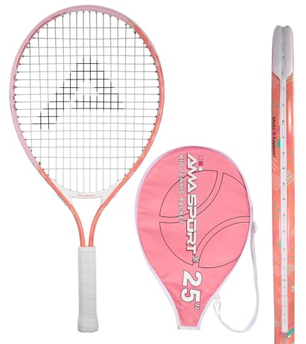AMA SPORT - AT-X-Fen25-2029C - Junior tennisracket - Rosa 25 tum - Idealisk för barn 9–12 år - Nybörjare - Lätt och hållbar