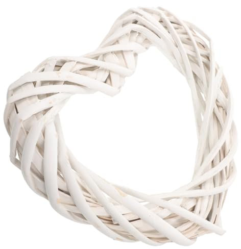 Garneck Diy Rattan Heart Wreath, White Grapevine Garland Wreath Wicker Twig Natural Vine Garland Frame for Wedding Valentines Day Decoration 20cm