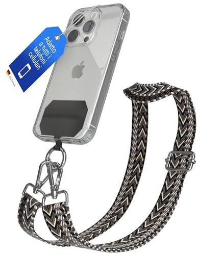 EAZY CASE - Universell mobilkedja kompatibel med alla mobiltelefoner Kedjan kan kombineras med fodral Mobilsladd med karbinhake Mobilrem att hänga runt halsen Färgglad bohosladd iAntracit Svart Silver