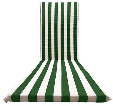 Il Tuo Artigiano Design Gepolstertes Kissen für Gartenliege, 165 x 50 x 3,5 cm, hergestellt in Italien, Ersatzmatratze, gestreift, aus Holz (weiß und grün)