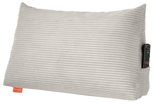 sleepling Rückenkissen Cord Optik, Keilkissen für Bett und Sofa, Lendenkissen, dreieckiges Lesekissen, Strandkissen, Kissen mit abnehmbarem waschbarem Bezug, Seitenfach, 70 cm breit, beige