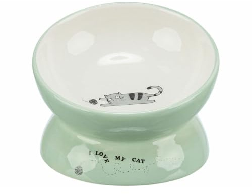 TRIXIE Gamelle, surélevé, céramique, 0, 15 l/ø 13 cm, Sauge/Blanc