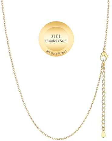 Suplight Goldkette ohne Anhänger Charm Choker Kette Gliederkette Damen statement Edelstahl Panzerkette 1,4mm dünne Collier Wasserfest Rolokette 48cn lang Halsreif Geschenk für Muttertag