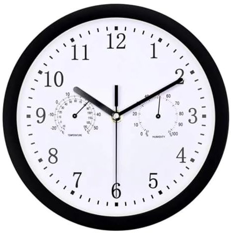 Nudorpn Wanduhr Außen Outdoor, 25CM Wetterfeste Gartenuhr mit Thermometer und Hygrometer, wasserdichte, für Terrasse, Balkon, Garten, Heimdekoration