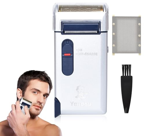 Rasoir Électrique Homme, Rasoir Electriques Hommes Cheveux, Tondeuse Barbe Homme, Rasoirs Tete Chauve, Tondeuse à Barbe pour Cadeau Voyage, Rechargeable (Argent)