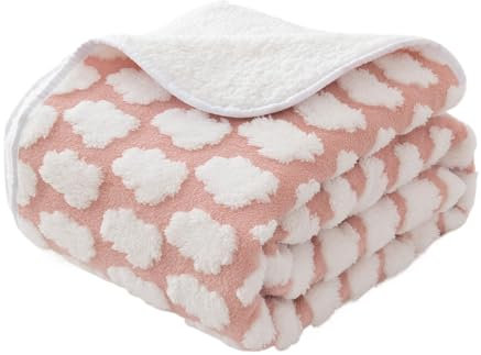 Amarrirose Coperta impermeabile per cani, 60 x 80 cm, lavabile in lavatrice, morbida coperta per divano con morbida imbottitura, nuvole strutturate 3D, calda coperta per gatti, rosa