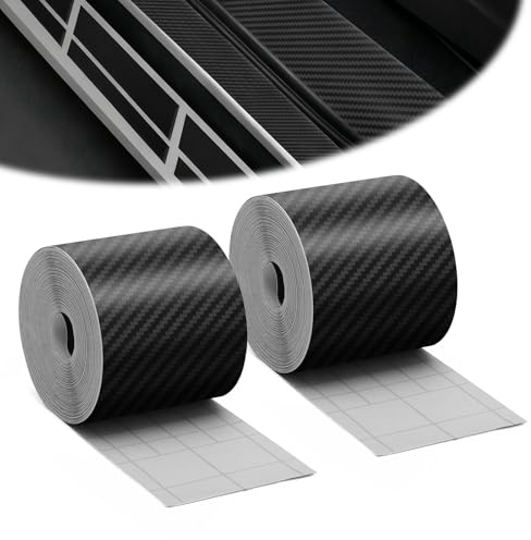 TMZELOA 2 unidades de lámina de carbono para coche, 5 cm x 10 m, lámina protectora para umbrales de umbral, protección para el coche, universal, para manualidades, motos y bicicletas