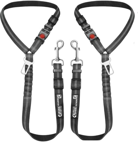 Dog Seat Belt for Cars, Headrest Dog Seat Belt 2 Pack – Adjustable Car Harness for Pet Safety (BALCK)
