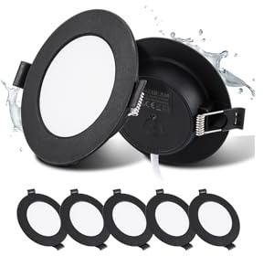 5 Pack Black LED Spotlight Ceiling 5W 3000K Warm White, Cutout φ75-90mm