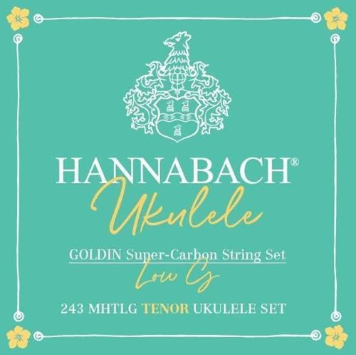 Hannabach ukulele strängar – Tenor Ukulele Super Carbon Gold – 4-strängar set Low G – Medium High Tension Scale 43 tum – .022-.041-243MHTLG