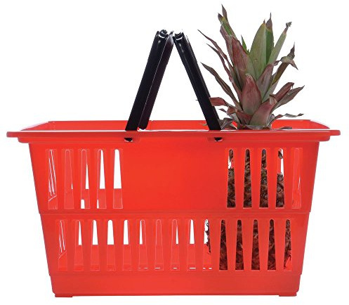 HUBERT Red Plastic Shopping Basket - 18 1/4L x 13 1/4W x 9 1/8D