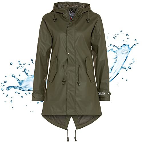 BMS Regenmantel 100% wasserdicht - oliv - 54
