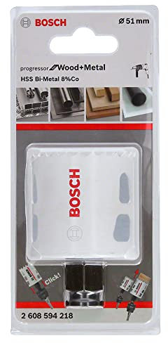 BOSCH Bi-Metal Hole Saw (for Wood and Metals, 8% Cobalt Alloy, Progressive Tooth Design, Ø 51 mm, Accessory Drills)