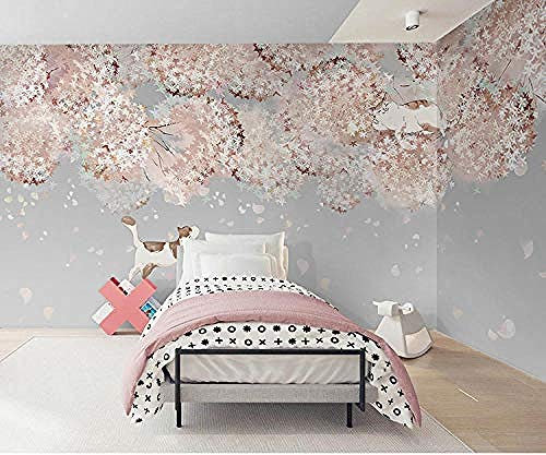 Modern Minimalist Style Wallpaper Japanese Fantasy Cherry Blossom Wallpaper Living Room Sofa Background W Wallpaper Grey Wall Sticker Border Living Room for Bedroom Rose Blue Mural kids-150cm×105cm