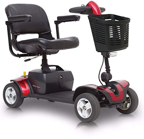Go-Go Elite Traveller Sport Mobility Scooter with Wraparound Handles – Feather-Touch Disassembly – 23st Capacity (Red)