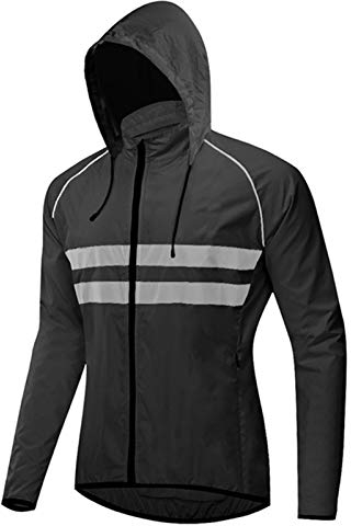 Fahrradjacke Herren,Winddichte wasserdichte MTB Mountainbike Jacket,atmungsaktiv Reflektierend Fahrrad Klamotten,für Radfahren Laufen Wandern Bergsteigen(Size:XL,Color:Schwarz)