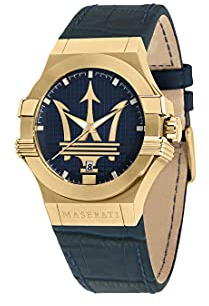 Maserati Orologio Uomo, Collezione POTENZA, al Quarzo, Tempo e data, in Acciaio, PVD Oro, Pelle naturale - R8851108035