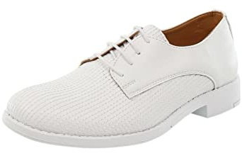 SIRRI Zapatos festivos de cuero sintético para niños con cordones, Blanco, 39 EU