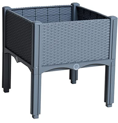 ESTEXO Blumenbeet Hochbeet Gemüsebeet 40x40x44 cm Pflanzbeet Pflanzkasten mit Füßen Grau