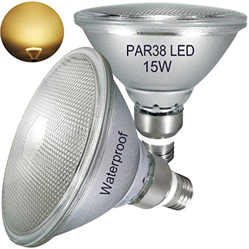 Reflector de vidrio PAR38 Bombillas LED, 15W, 3000K Blanco cálido, Iluminación interior / exterior, Resistente al agua, Reemplazo de lámpara halógena de 120W-150W, 220V-240V, Bombilla de reflector E27