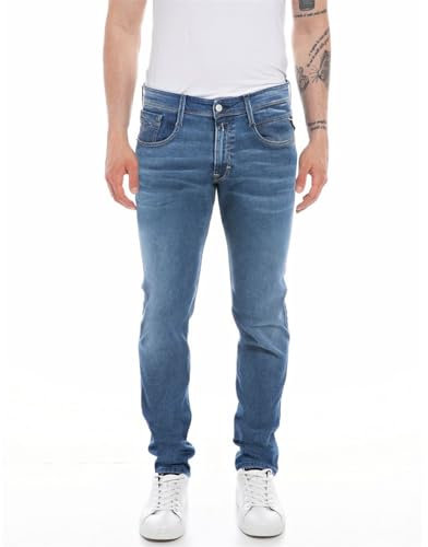 Replay Men's Anbass Slim-Fit Hyperflex Jeans with Stretch, Blue (Medium Blue 009), 31W / 32L