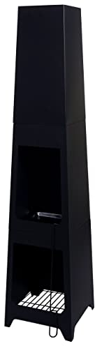 Gartenofen HWC-K89, Gartenkamin Terrassenkamin Terrassenofen, Schürhaken Feuerstelle 150x35x34cm, schwarz