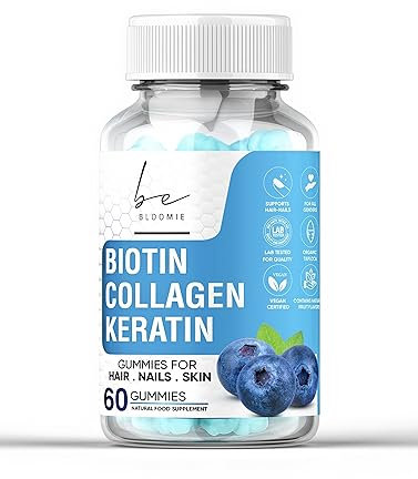 BeBloomie Biotin Collagen Keratin - Premium Supplement for Women and Men - Vitamins for Hair, Skin and Nails - 60 Gummies