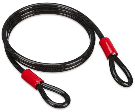 Relaxdays Câble antivol, 2 mètres, en acier, à boucles, Ø 12 mm, pour vélo, moto, meubles de jardin, noir