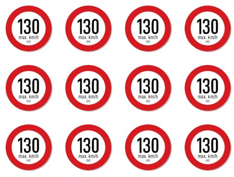 Geschwindigkeitsindex M (max. 130 km/h) - Aufkleber - Autoreifen, bei Reifenwechsel - 25 mm Durchmesser, 12 Stück