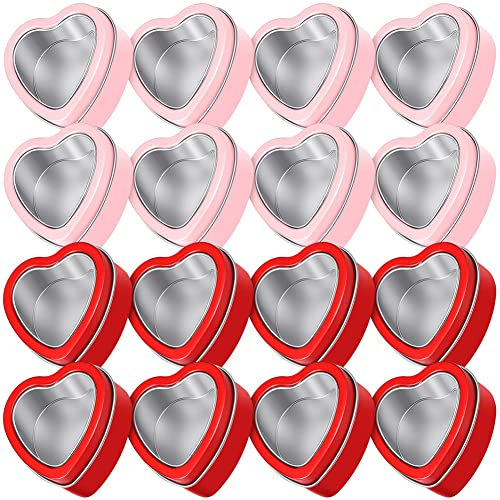 RUANI 16 Barattoli di Metallo A Forma di Cuore Scatola di Caramelle Scatola Regalo con Coperchio Barattoli di di Metallo Barattoli di Candela Vuoti Scatole Regalo di San Rosse e Rosa