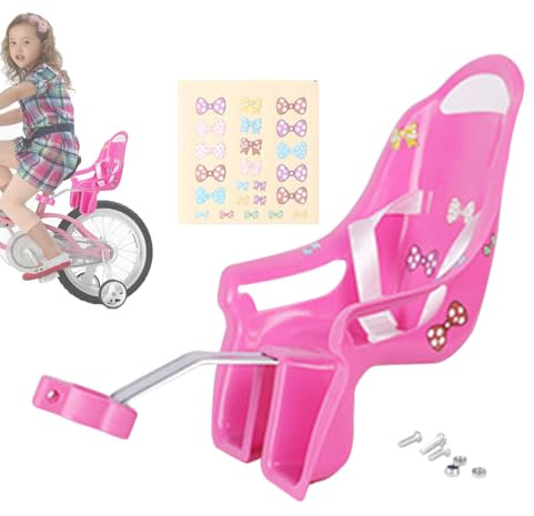 Whrcy Siege Poupee Velo Enfant Fille, Porte Poupee Velo avec Autocollants, Porte-bébé De pour Vélo D'enf Ant en Plastique, Compatible avec Les Poupées Et Les Animaux en Peluche De Taille Standard