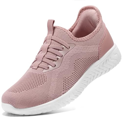 STQ Zapatillas Mujer Deportivas Non Slip Ligero Sin Cordones Tenis Exterior y Interior Sneakers Zapatos Rosa Oscuro 40 EU