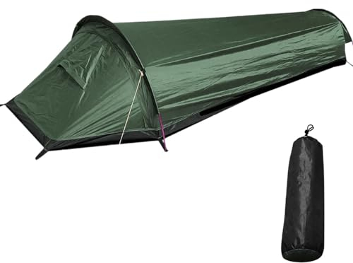 Zelt FüR 1 Person, 1 Mann Zelt, 1 Personen Zelt Ultraleicht, Outdoor Biwakzelt Campingzelt Mit Tragetasche, FüR DraußEn, Zum Wandern, Bergsteigen, Klettern, Reisen (Armeegrün)
