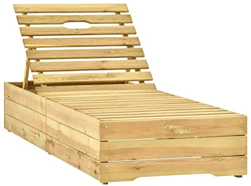 Homgoday Tumbona de madera de pino impregnada para tomar el sol, sofá cama muebles, tumbona de piscina, tumbona de jardín