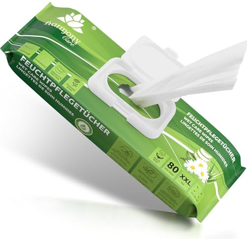 Harmony Care® Premium Feuchttücher für Erwachsene XXL für die alltägliche Pflege – Feuchtpflegetücher extra dick mit geprägter Struktur - Intimpflegetücher Alkohol- und Parabenfrei - 80 Stück