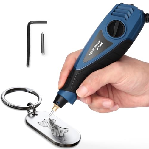 Penna per incisione, 25 W, 6 velocità, per metallo, legno, vetro e plastica, strumento per incisione portatile, con punta in acciaio al carburo di tungsteno e chiave esagonale