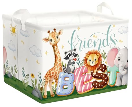 HUUMONSS Grande Cesta Porta Biancheria Bambini Animali Tropicali Giraffa Elefante Pieghevole Cestini Portaoggetti Giocattoli Vestiti per Bagno Cameretta, Procione, 36L