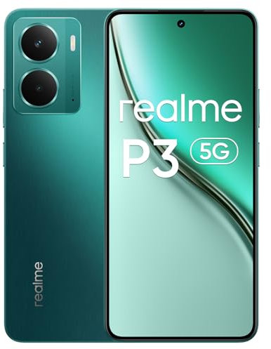 realme P3 Smartphone, 5g Cellulare Dual Sim, 8GB de RAM, 256GB de ROM, AMOLED 6,67 120Hz para Esports, Snapdragon® 6 Gen 4, Batería de 5260mah, Sistema Aerospace Cooling, IP69, Verde (Sin Adaptador)